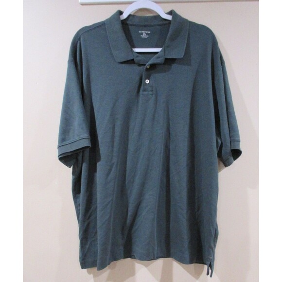 Lot of 2 Lands' End Polo Shirts Mens XXL 50-52 (Teal & Dk Green) Cotton Pullover - Picture 3 of 13